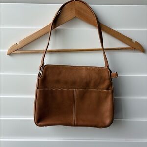 Tiganello genuine Tan Leather Shoulder Bag baguette
